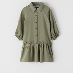 ZARA Kids NEW Olive Green Button-Up Dress